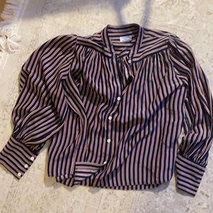 Frame silk pin striped button down shirt